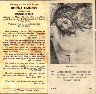 Helena Timmers Cornelis Sins