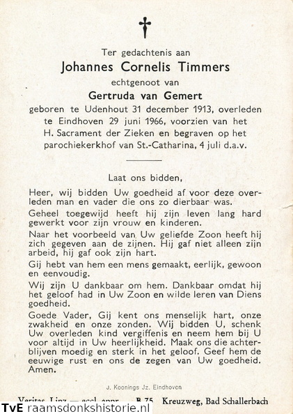 Johannes Cornelis Timmers Gertruda van Gemert
