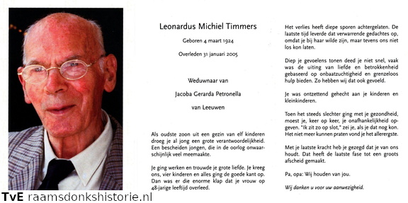 Leonardus Michiel Timmers Jacoba Gerarda Petronella van Leeuwen