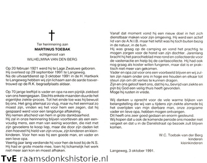 Martinus Toebak Wilhelmina van den Berg