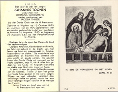 Johannes Toonen Johanna Goedvriend Jacoba Thijsse