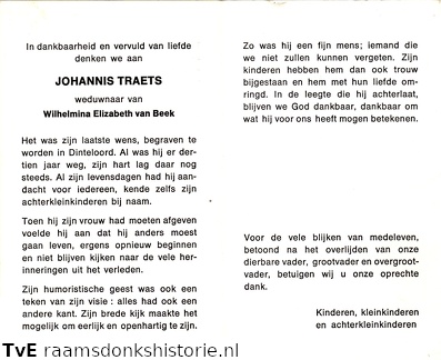 Johannis Traets Wilhelmina Elizabeth van Beek