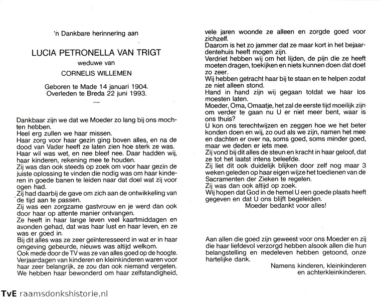 Lucia Petronella van Trigt Cornelis Willemen