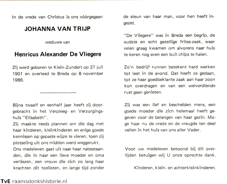 Johanna van Trijp Henricus Alexander de Vliegere