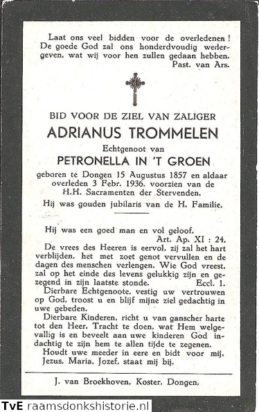 Adrianus Trommelen Petronella in t Groen