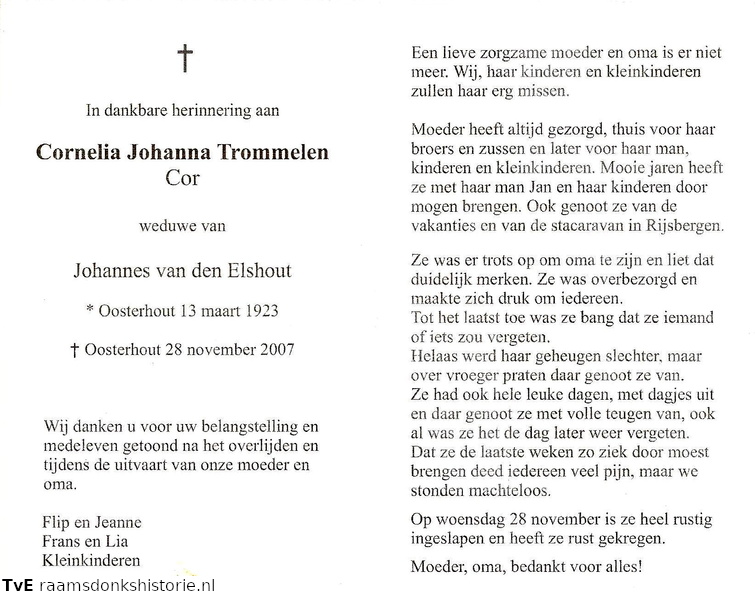 Cornelia Johanna Trommelen Johannes van den Elshout