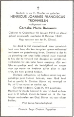 Henricus Joannes Franciscus Trommelen Cornelia Maria Brouwers