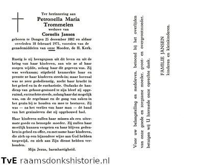 Petronella Maria Trommelen Cornelis Jansen