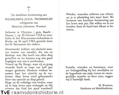 Wilhelmina Julia Trommelen Henricus Johannes Wouters