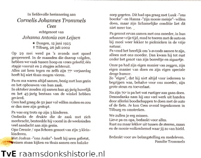 Cornelis Johannes Trommels Johanna Antonia  van Leijsen
