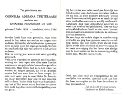 Cornelia Adriana Tuijtelaars Johannes Franciscus de Vet