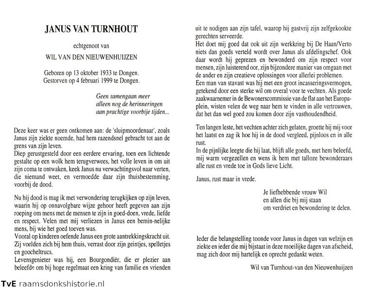 Janus van Turnhout Wil van den Nieuwenhuijzen