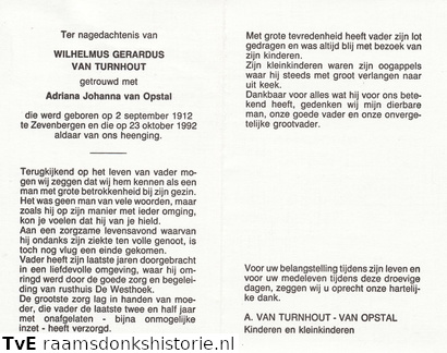 Wilhelmus Gerardus van Turnhout Adriana Johanna van Opstal