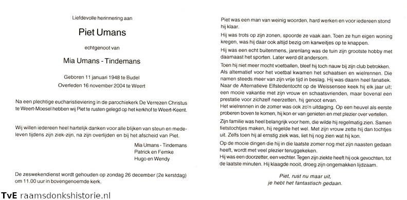 Umans, Piet Mia Tindemans