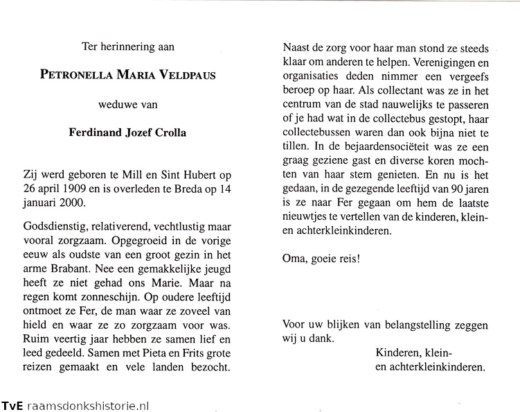 Veldpaus Petronella Maria  Ferdinand Jozef Crolla