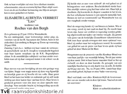 Verbiest, Elisabeth Laurentia  Rochus van den Bergh