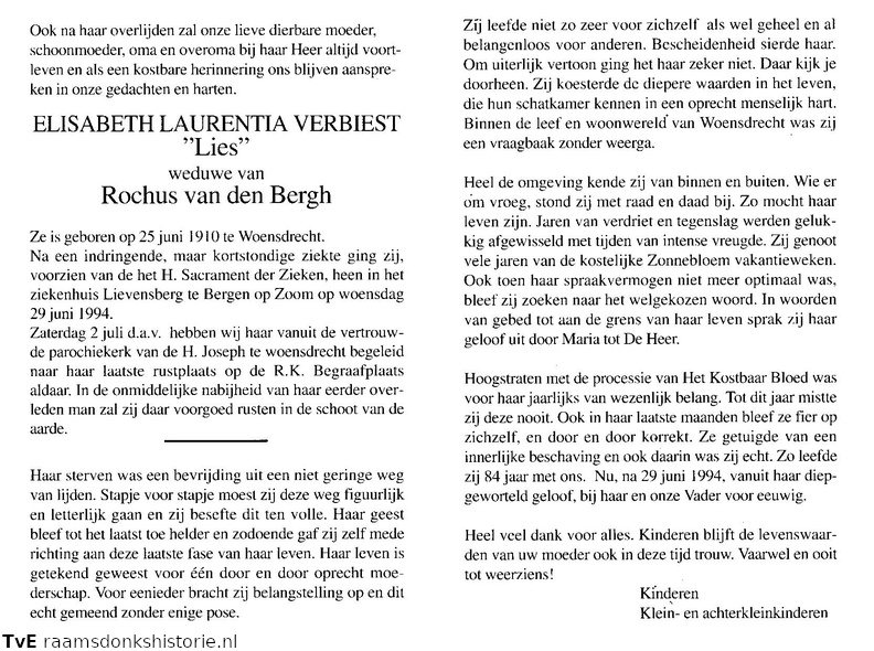 Verbiest Elisabeth Laurentia   Rochus van den Bergh