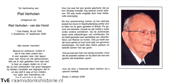 Verholen Piet  Riet van der Horst