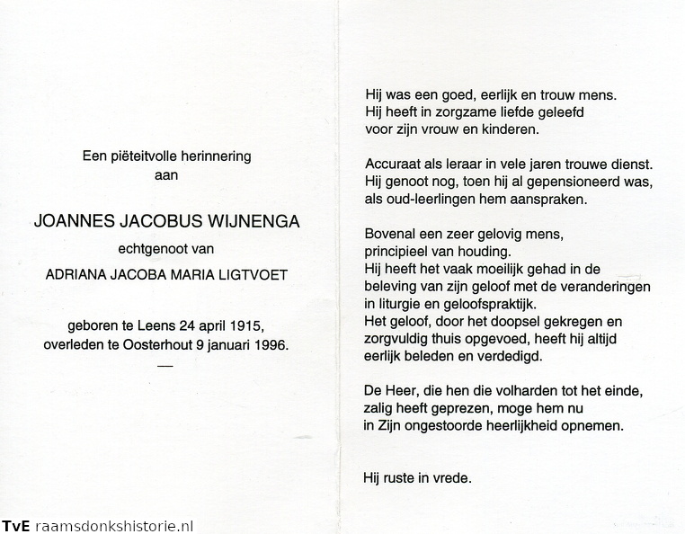 Wijnenga, Joannes Jacobus  Adriana Jacoba Maria Ligtvoet