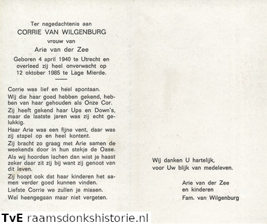 Wilgenburg van, Corrie  Arie van der Zee