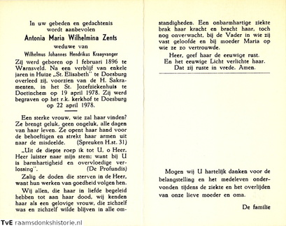 Zents, Antonia Maria Wilhelmina Wilhelmus Johannes Hendrikus Kraayvanger