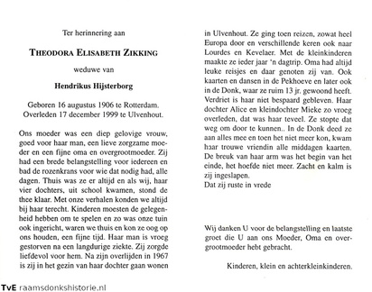 Zikking, Theodora Elisabeth Hendrikus Hijsterborg