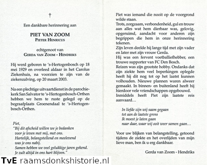 Zoom van, Pieter Henricus  Gerda Hendriks