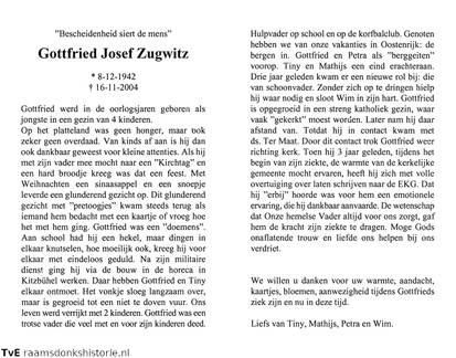 Zugwitz, Gottfried Josef