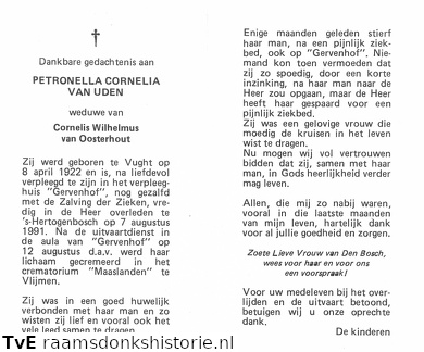 Petronella Cornelia van Uden  Cornelis Wilhelmus van Oosterhout