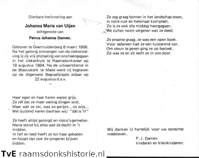 Johanna Maria van Uijen Petrus Johanna Damen