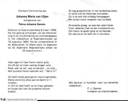 Johanna Maria van Uijen  Petrus Johanna Damen