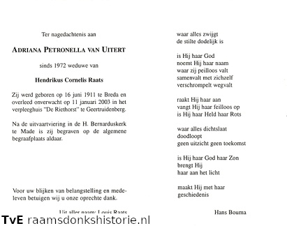 Adriana Petronella van Uitert Hendrikus Cornelis Raats