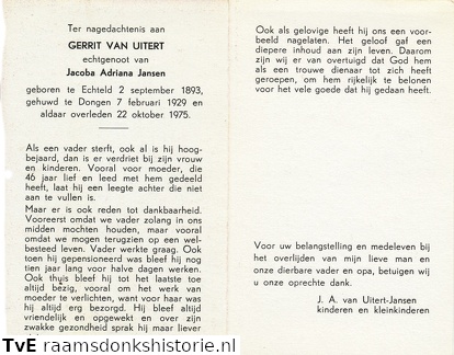 Gerrit van Uitert Jacoba Adriana Jansen
