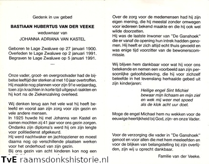 Bastiaan Hubertus van der Veeke Johanna Adriana van Kastel