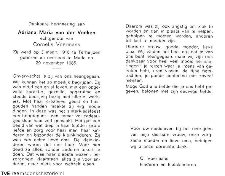 Adriana Maria van der Veeken Cornelis Voermans
