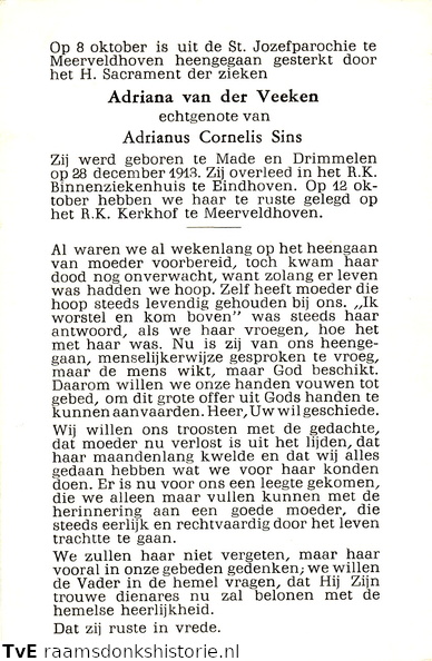 Adriana van der Veeken Adrianus Cornelis Sins