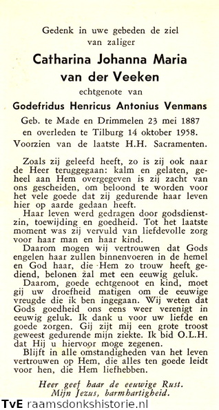 Catharina Johanna Maria van der Veeken Godefridus Henricus Antonius Venmans