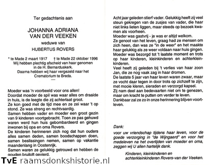 Johanna Adriana van der Veeken Hubertus Rovers