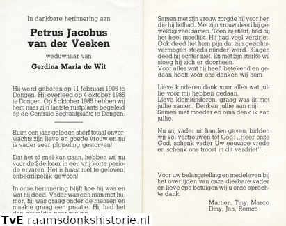 Petrus Jacobus van der Veeken Gerdina Maria de Wit