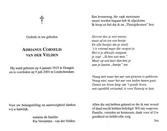 Adrianus Cornelis van der Veldd