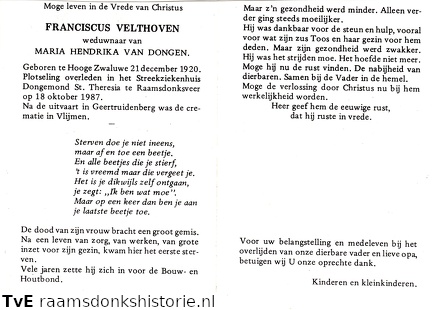 Franciscus Velthoven Maria Hendrika van Dongen