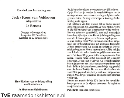 Jacobus van Velthoven Jo Bertens