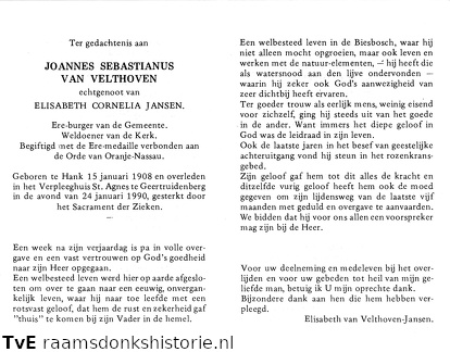 Joannes Sebastianus van Velthoven Elisabeth Conelia Jansen