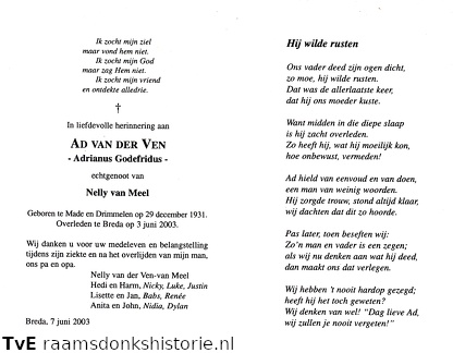 Adrianus Godefridus van der Ven Nelly van Meel