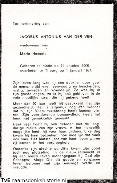 Jacobus Antonius van der Ven Maria Hessels