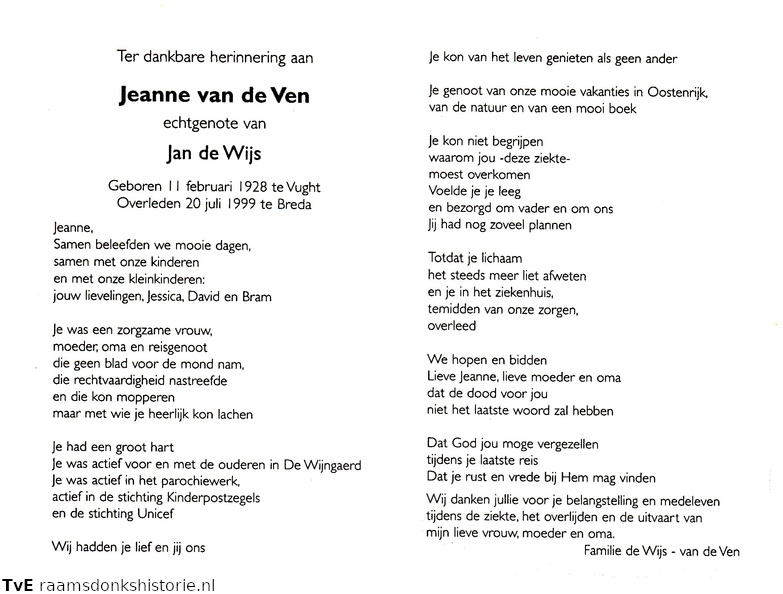 Jeanne van der Ven Jan de Wijs