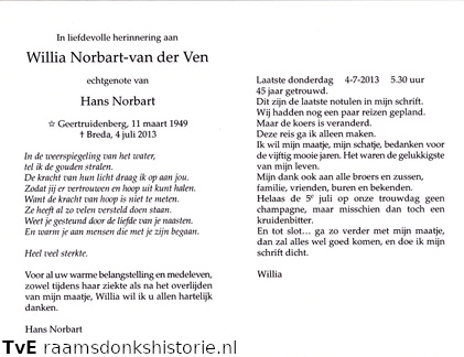 Willia van der Ven Hans Norbart