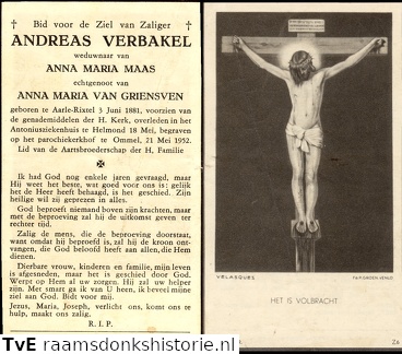 Andreas Verbakel Anna maria van Griensven Anna maria Maas