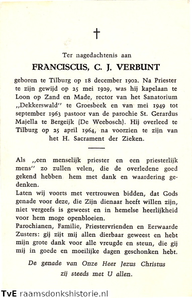 Franciscus C.J.Verbunt priester