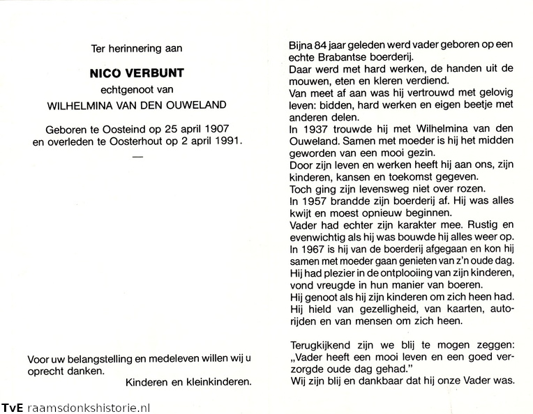 Nico Verbunt Wilhelmina van den Ouweland